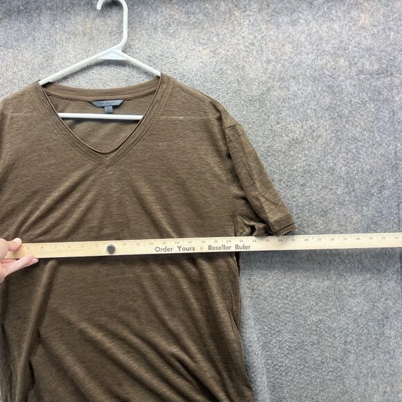 John Varvatos Shirt Mens Large Brown V Neck 100% Linen Lightweight Casual - Picture 9 of 10